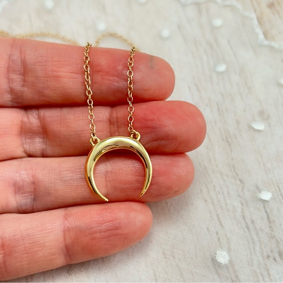 Gold Fill Crescent Moon Necklace - Picture 3 of 4